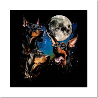 Doberman Pinscher Dog Moon Tee Talk Triumph Extravaganza Posters and Art